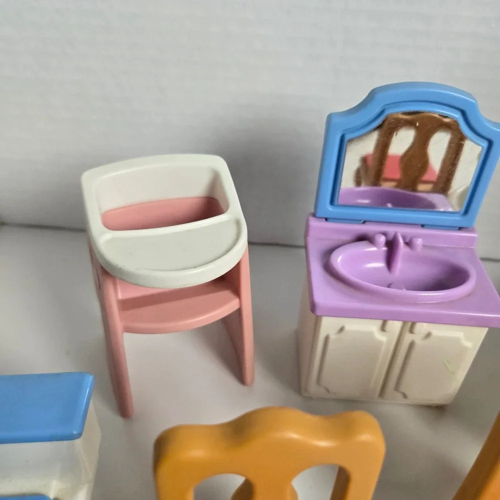 Little Tikes Grand Mansion Dollhouse Furniture Lot of 7 Pieces With Doll Vintage